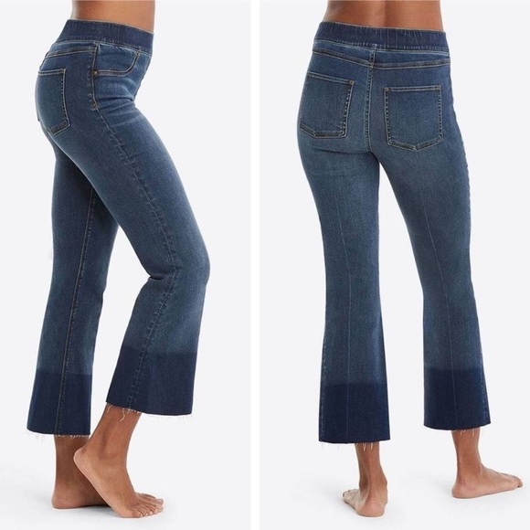 SPANX - Cropped Flare Jeans with Raw Hem - Medium Wash - Picture 2 of 12